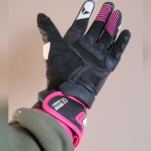 Dainese Carbon D1 Long Lady Gloves Black / White / Pink - Picture 5 of 9